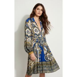 NWT FREE PEOPLE Blue Tan Cream Two Piece Dress